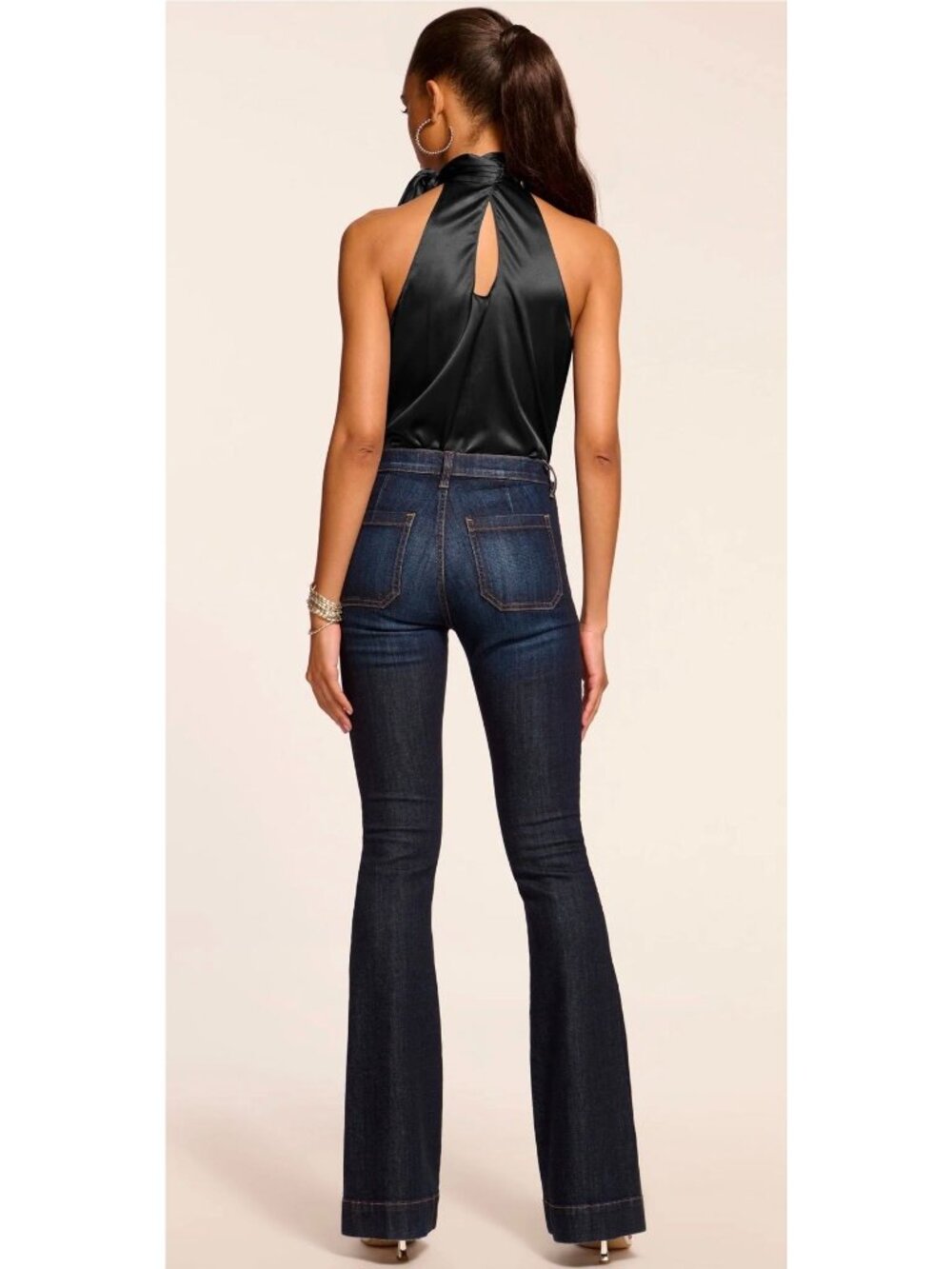 NWT Ramy Brook Cindy High Rise Flare Jean Dark Wash Size US 23 $275 [jb] - Picture 3 of 9